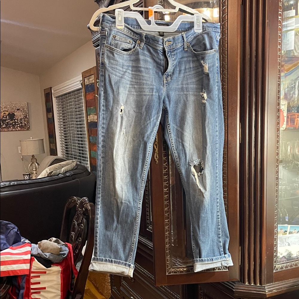 Banana Republic Light Blue Distressed Cropped Jeans